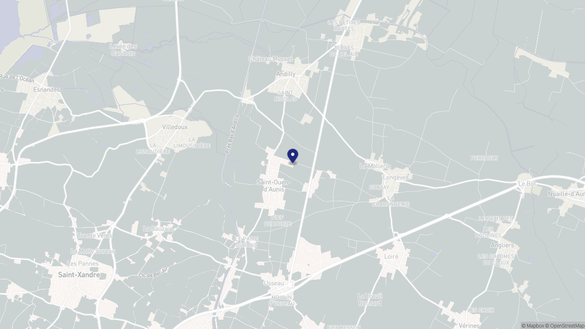 Aperçu cartographique de Saint-Ouen-d'Aunis, centré sur la commune