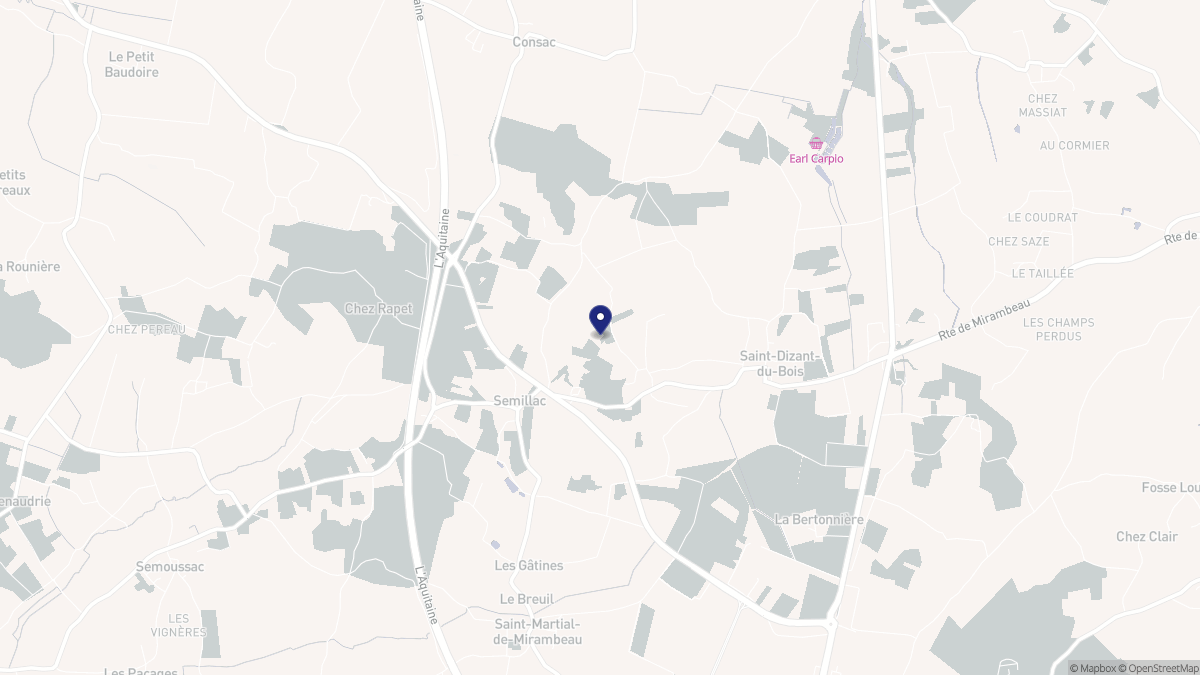 Aperçu cartographique de Semillac, centré sur la commune