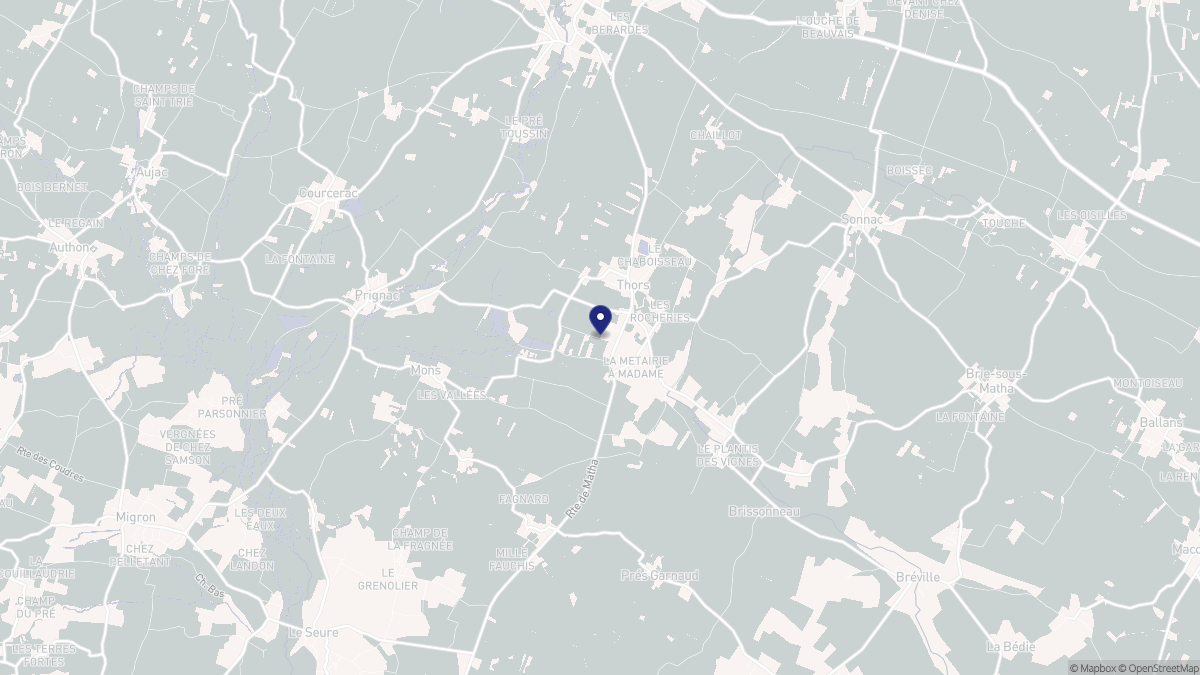 Aperçu cartographique de Thors, centré sur la commune