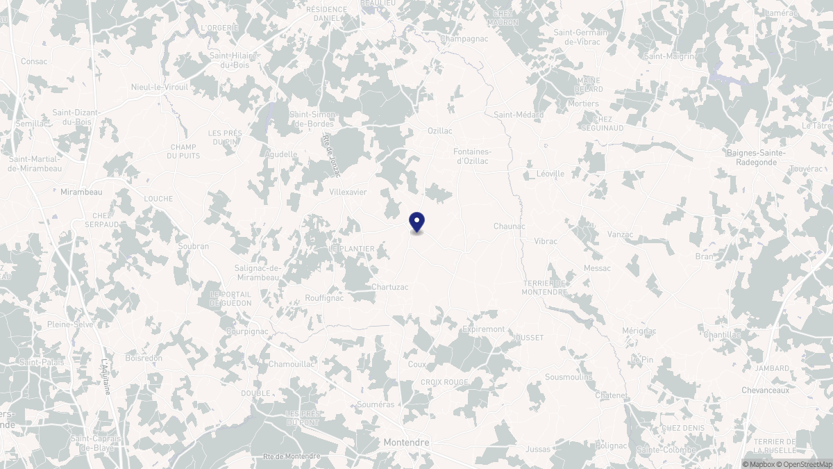 Aperçu cartographique de Tugéras-Saint-Maurice, centré sur la commune
