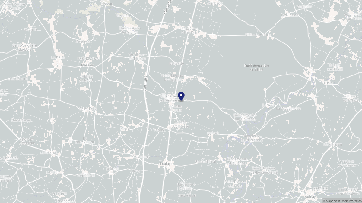 Aperçu cartographique de Villeneuve-la-Comtesse, centré sur la commune