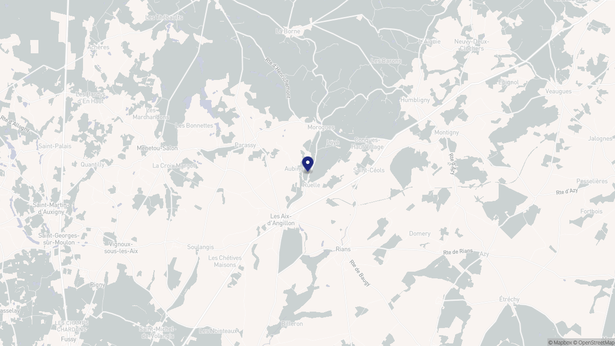 Aperçu cartographique de Aubinges, centré sur la commune