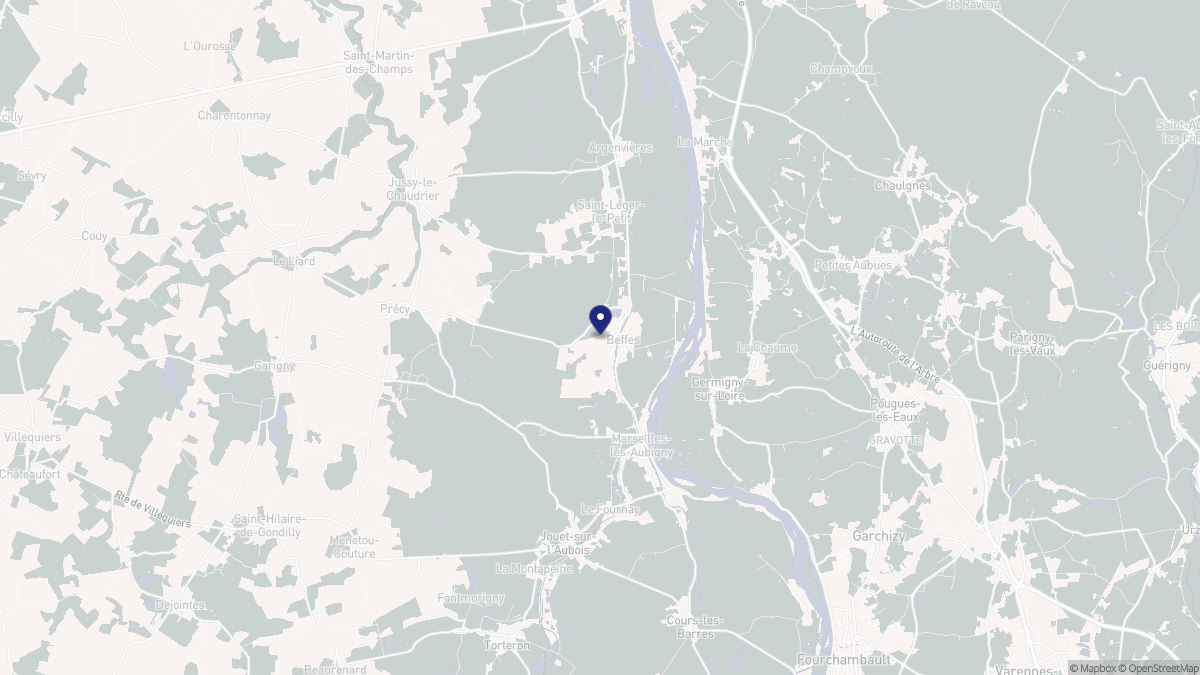 Aperçu cartographique de Beffes, centré sur la commune
