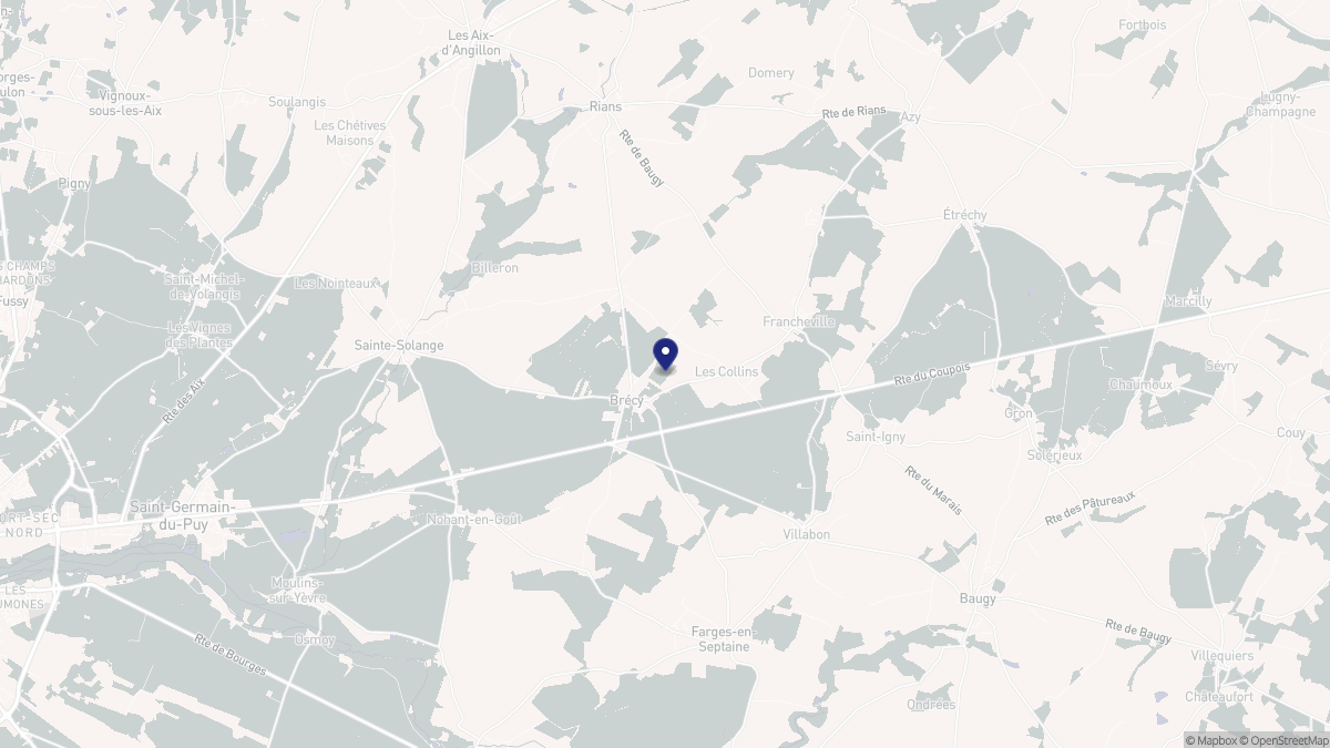Aperçu cartographique de Brécy, centré sur la commune