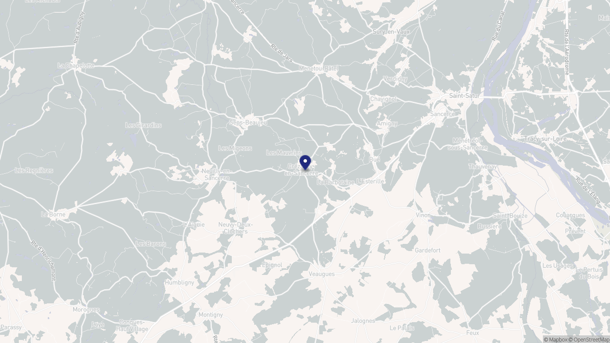 Aperçu cartographique de Crézancy-en-Sancerre, centré sur la commune