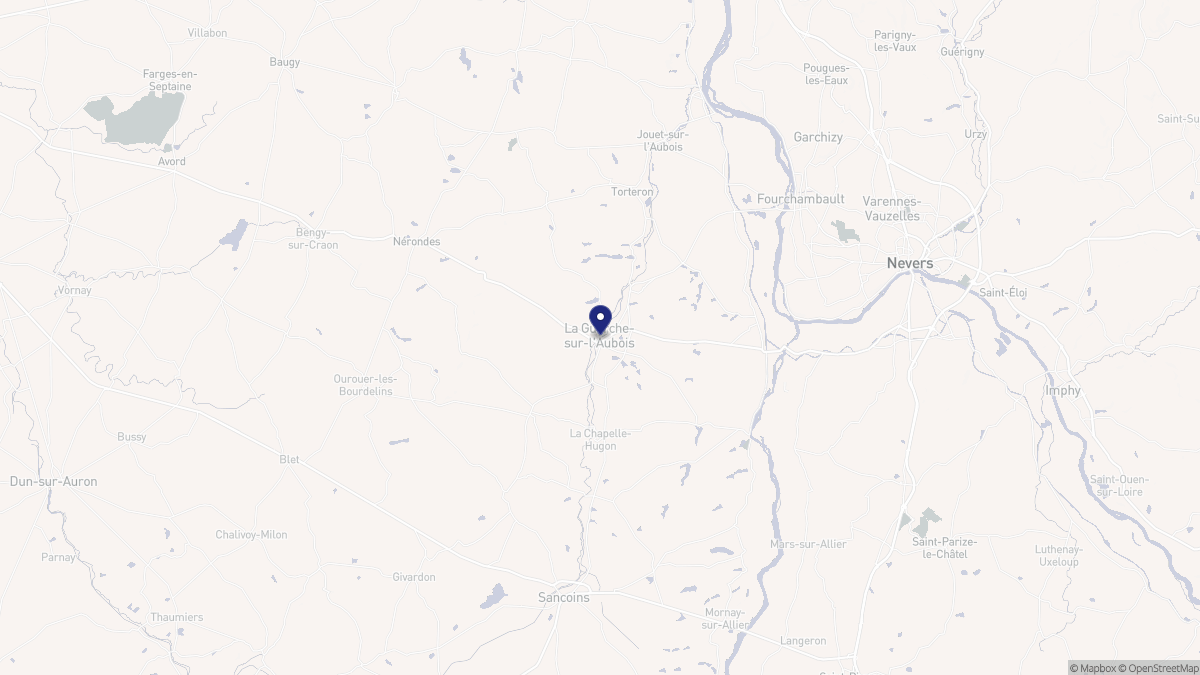 Aperçu cartographique de La Guerche-sur-l'Aubois, centré sur la commune