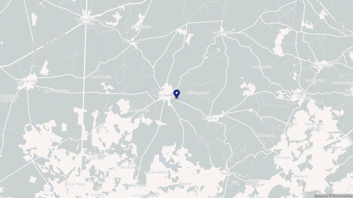 Aperçu cartographique de Henrichemont, centré sur la commune