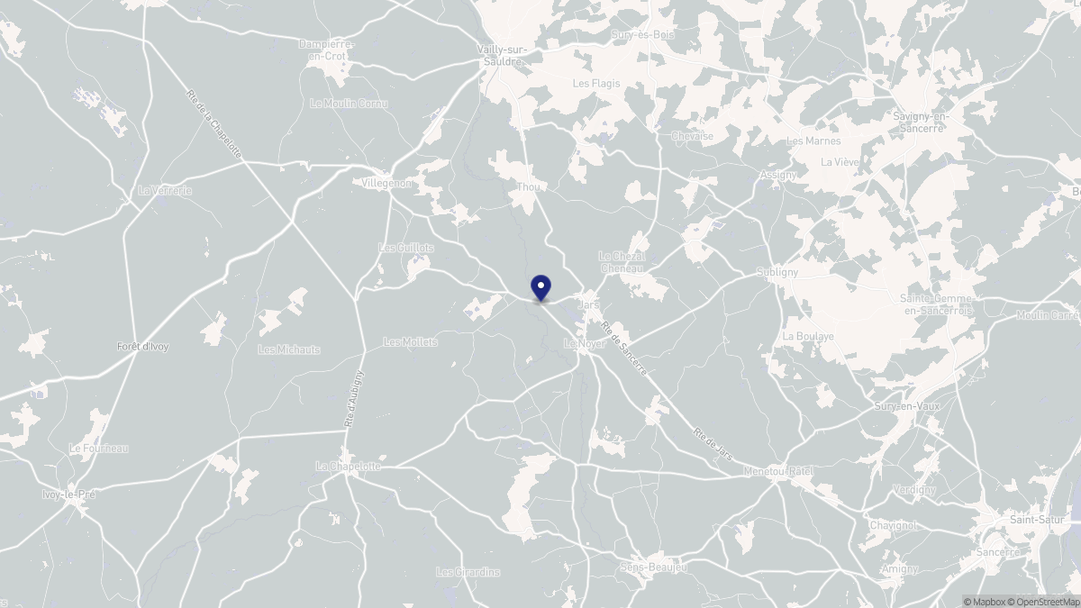 Aperçu cartographique de Jars, centré sur la commune