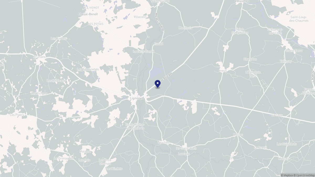 Aperçu cartographique de Lignières, centré sur la commune
