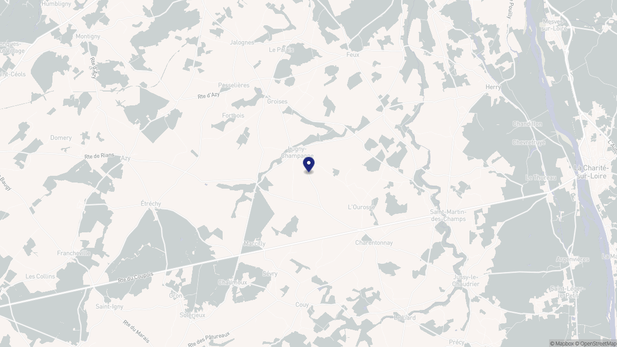 Aperçu cartographique de Lugny-Champagne, centré sur la commune