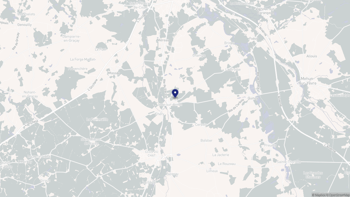 Aperçu cartographique de Lury-sur-Arnon, centré sur la commune