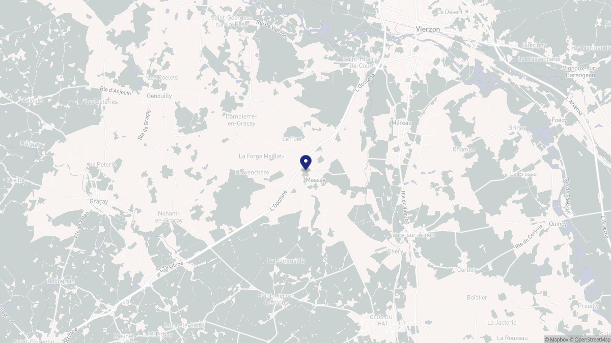 Aperçu cartographique de Massay, centré sur la commune
