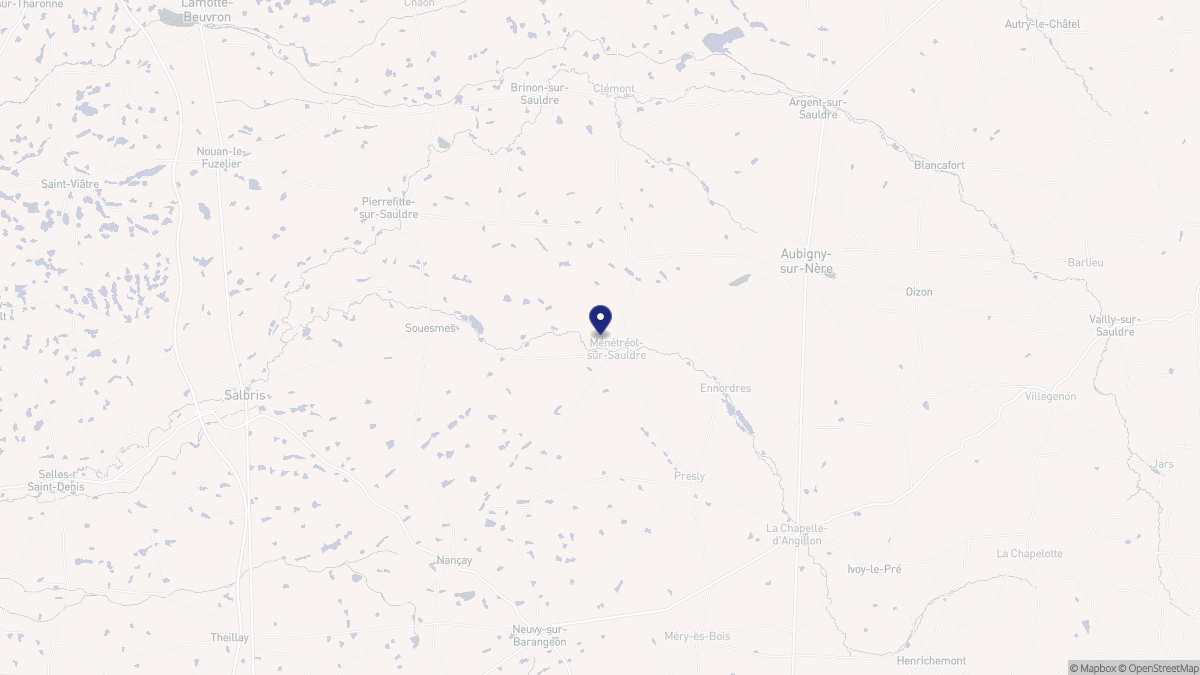 Aperçu cartographique de Ménétréol-sur-Sauldre, centré sur la commune