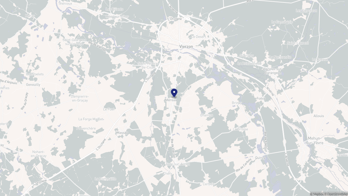 Aperçu cartographique de Méreau, centré sur la commune