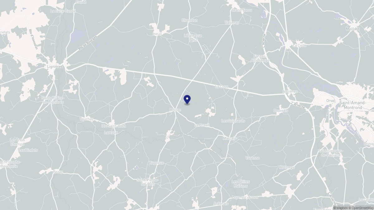 Aperçu cartographique de Morlac, centré sur la commune