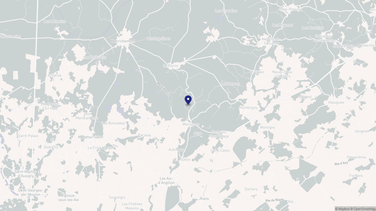 Aperçu cartographique de Morogues, centré sur la commune