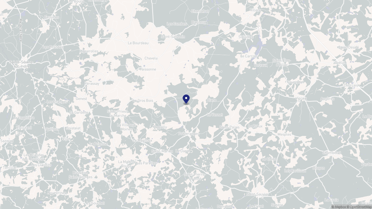 Aperçu cartographique de Préveranges, centré sur la commune