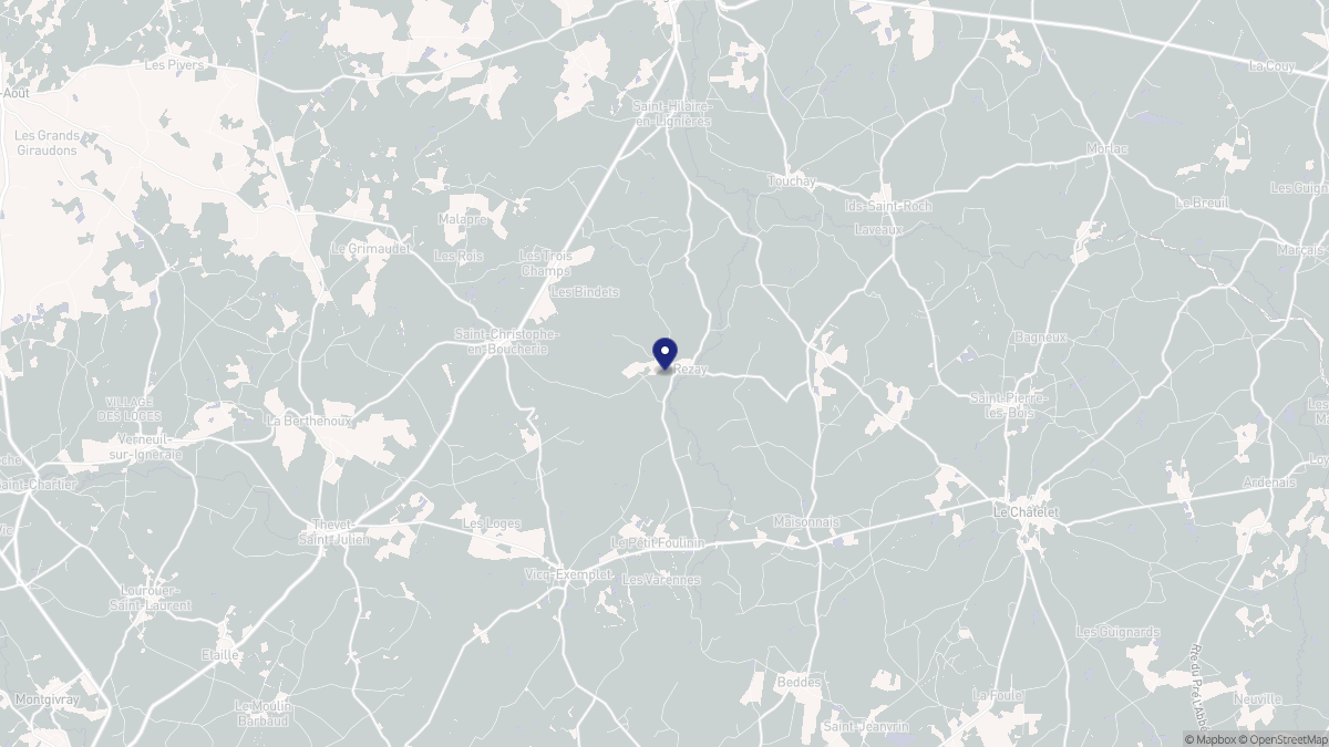 Aperçu cartographique de Rezay, centré sur la commune