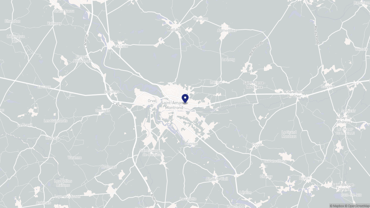 Aperçu cartographique de Saint-Amand-Montrond, centré sur la commune