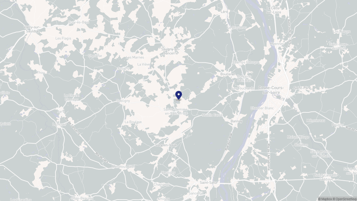 Aperçu cartographique de Sainte-Gemme-en-Sancerrois, centré sur la commune