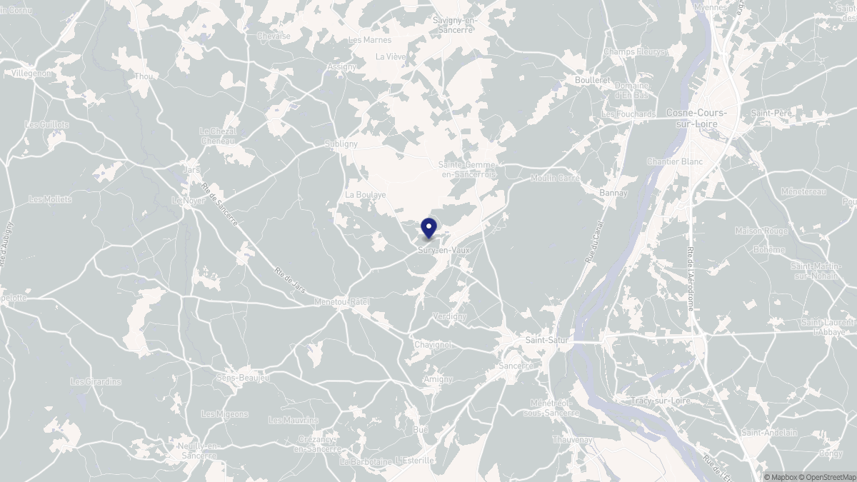 Aperçu cartographique de Sury-en-Vaux, centré sur la commune