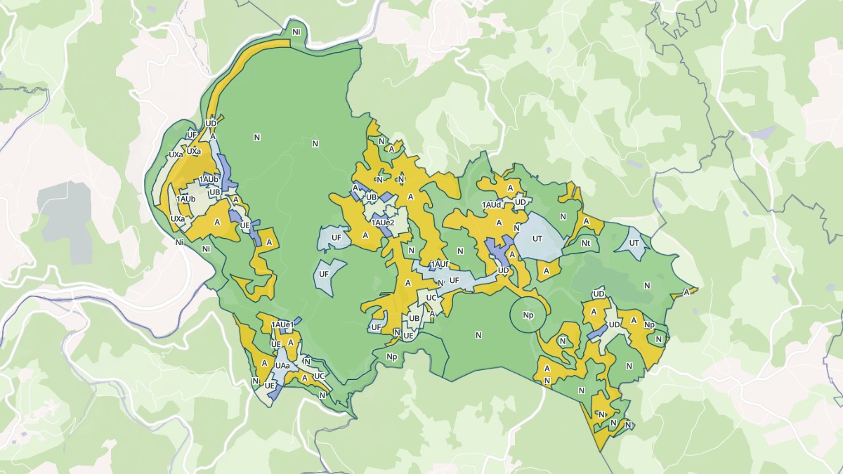 Aperçu cartographique de Aubazines, centré sur la commune