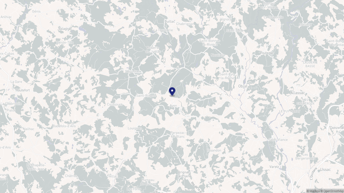 Aperçu cartographique de Ayen, centré sur la commune
