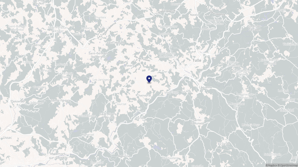 Aperçu cartographique de Chameyrat, centré sur la commune