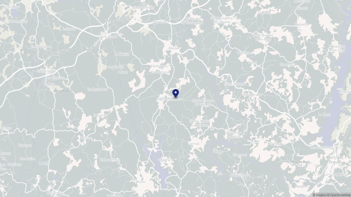 Aperçu cartographique de Chirac-Bellevue, centré sur la commune