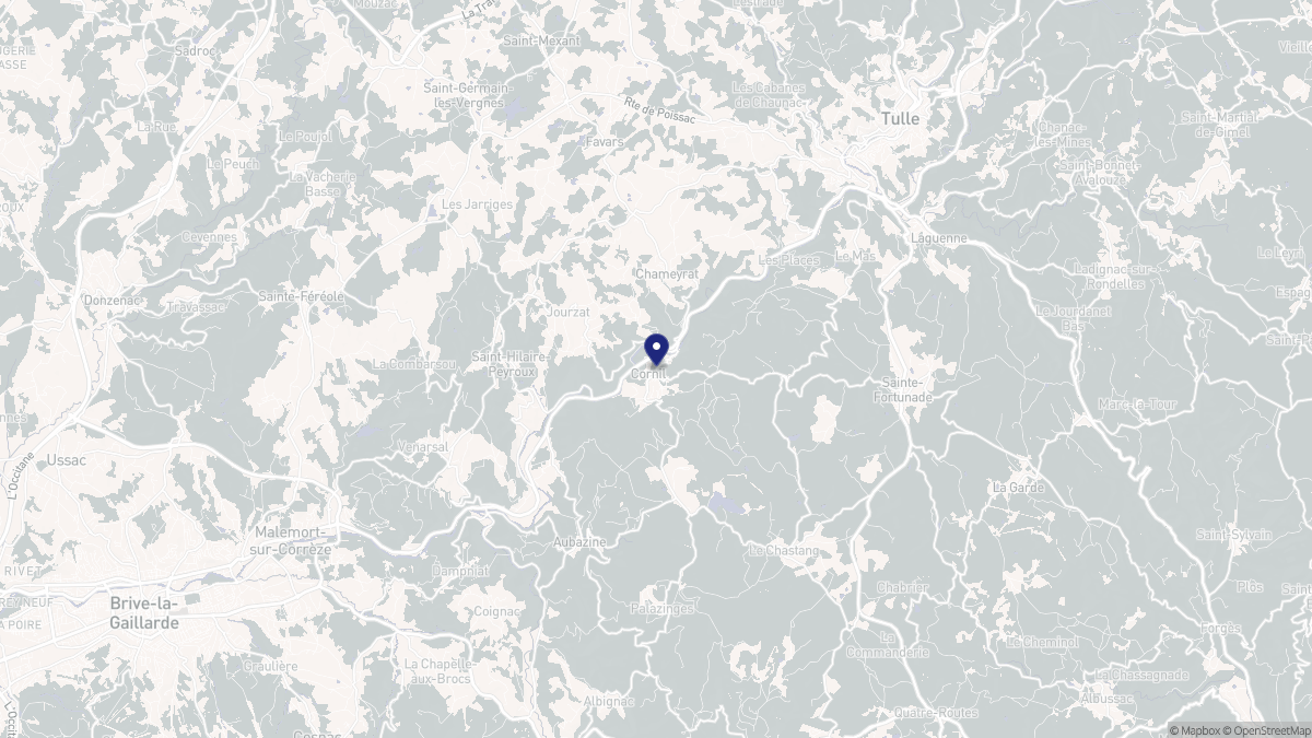 Aperçu cartographique de Cornil, centré sur la commune