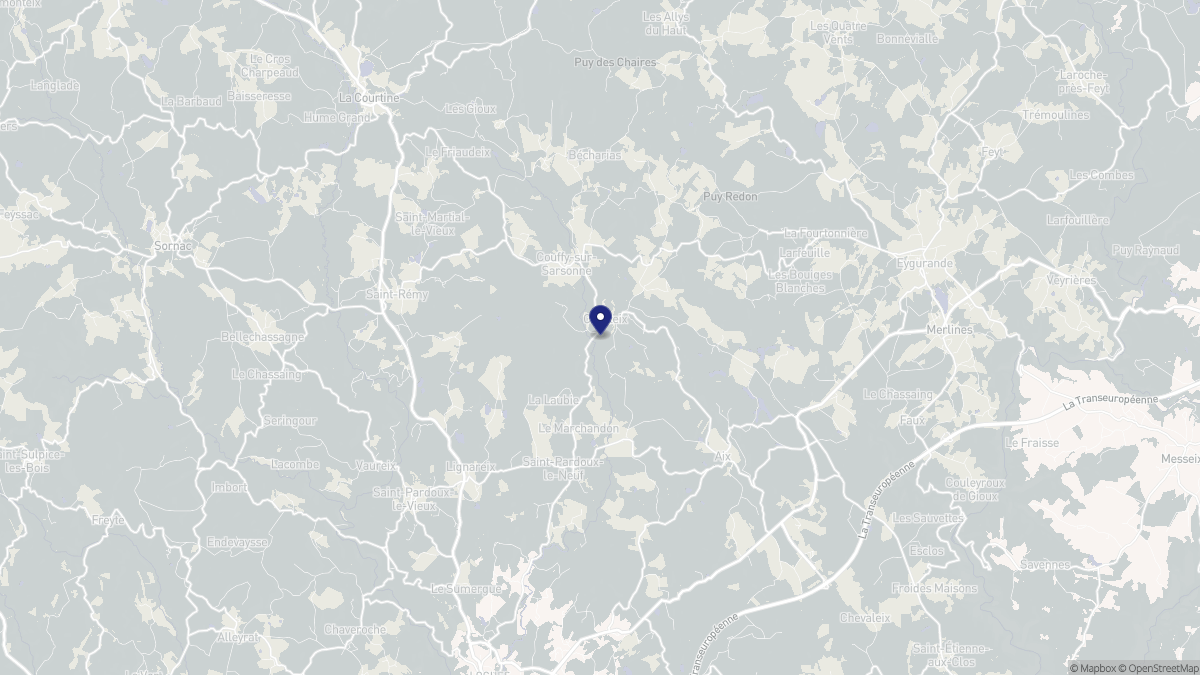 Aperçu cartographique de Courteix, centré sur la commune
