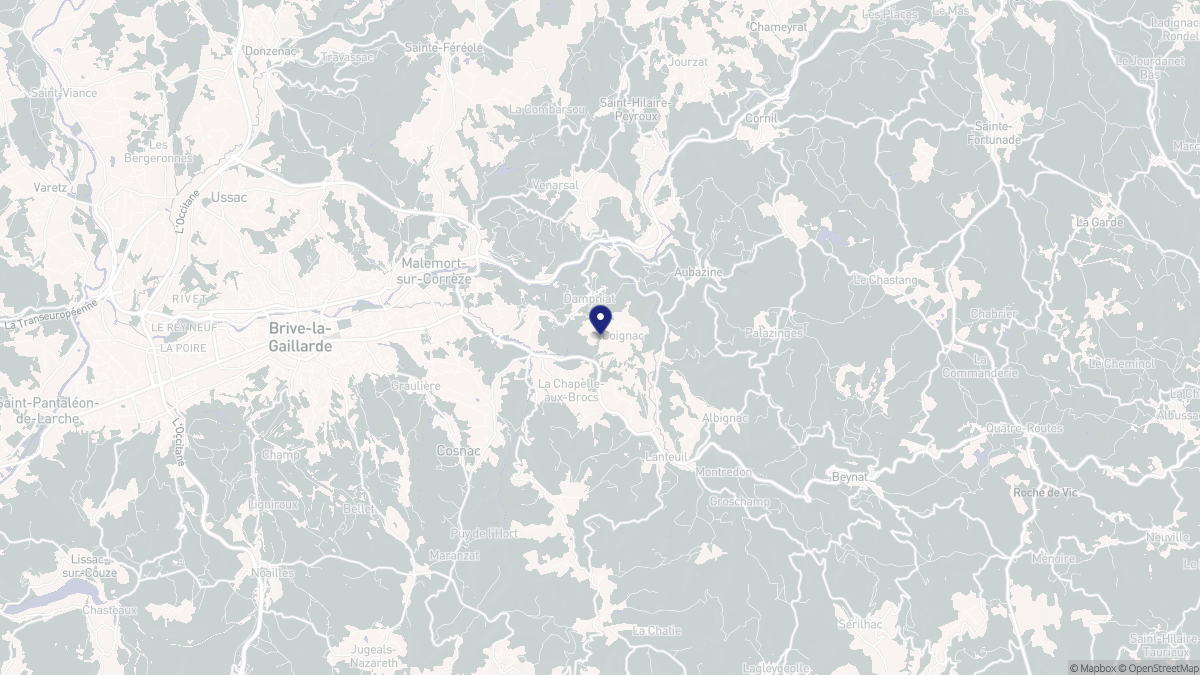 Aperçu cartographique de Dampniat, centré sur la commune