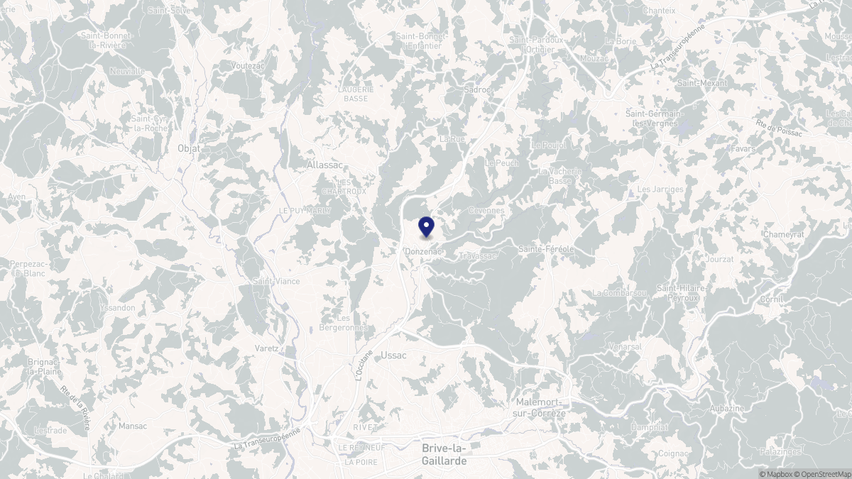 Aperçu cartographique de Donzenac, centré sur la commune