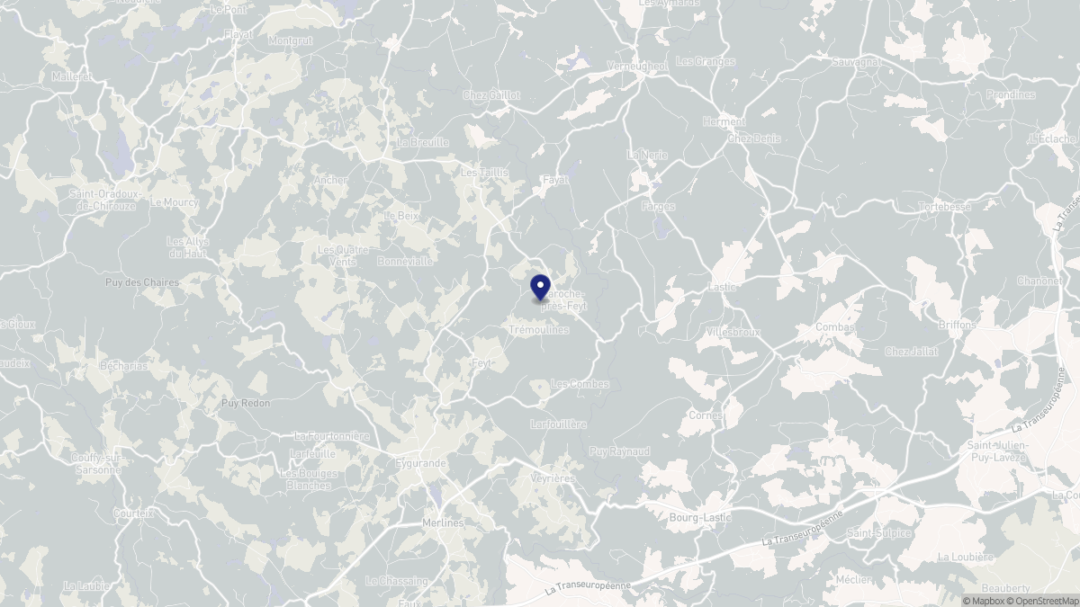 Aperçu cartographique de Laroche-près-Feyt, centré sur la commune