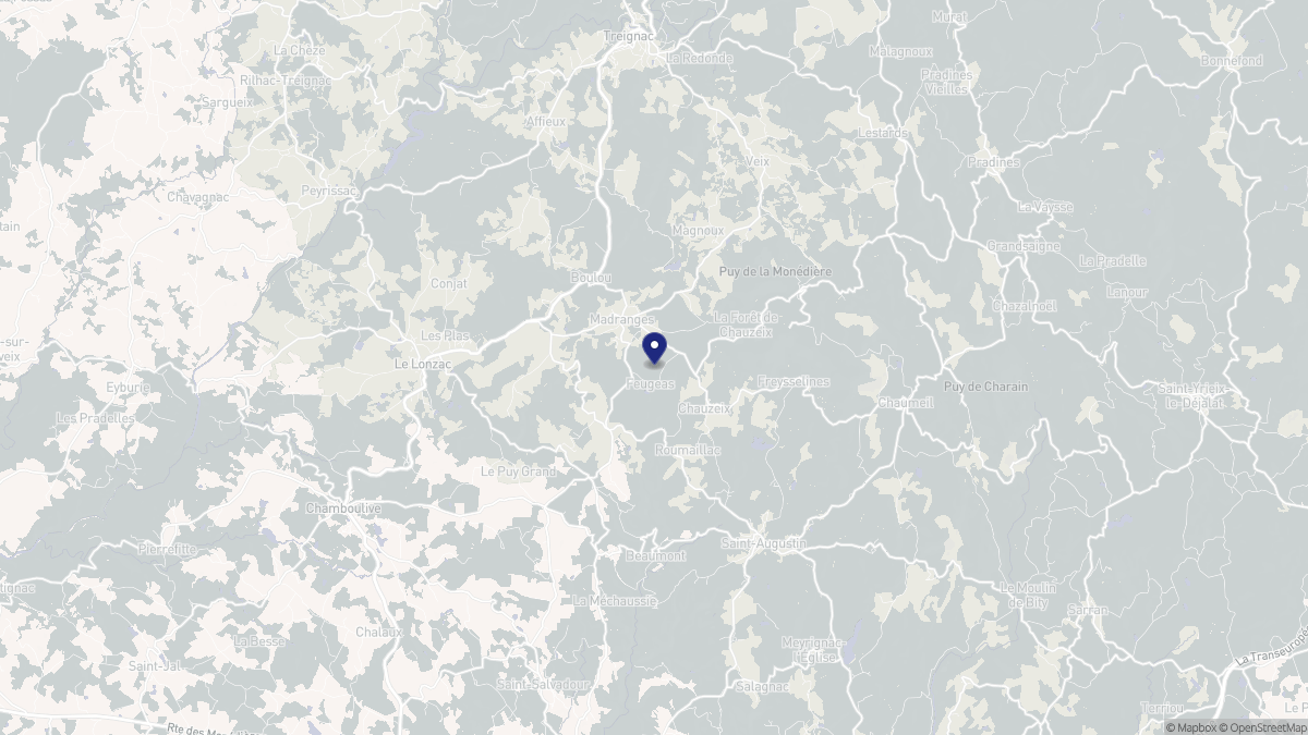 Aperçu cartographique de Madranges, centré sur la commune