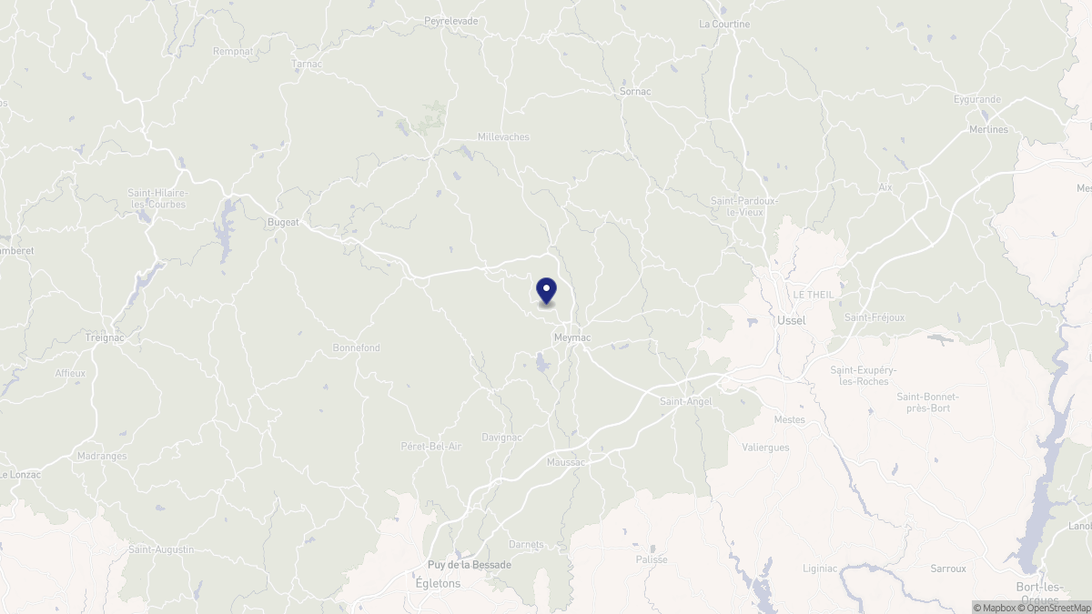 Aperçu cartographique de Meymac, centré sur la commune