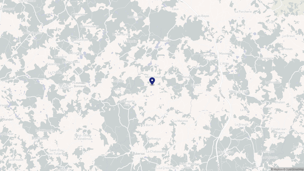 Aperçu cartographique de Montgibaud, centré sur la commune