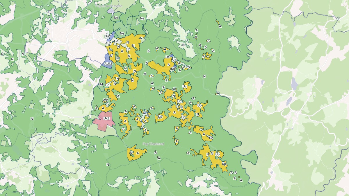 Aperçu cartographique de Moustier-Ventadour, centré sur la commune