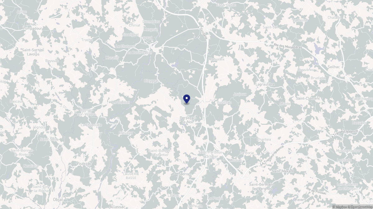 Aperçu cartographique de Perpezac-le-Noir, centré sur la commune