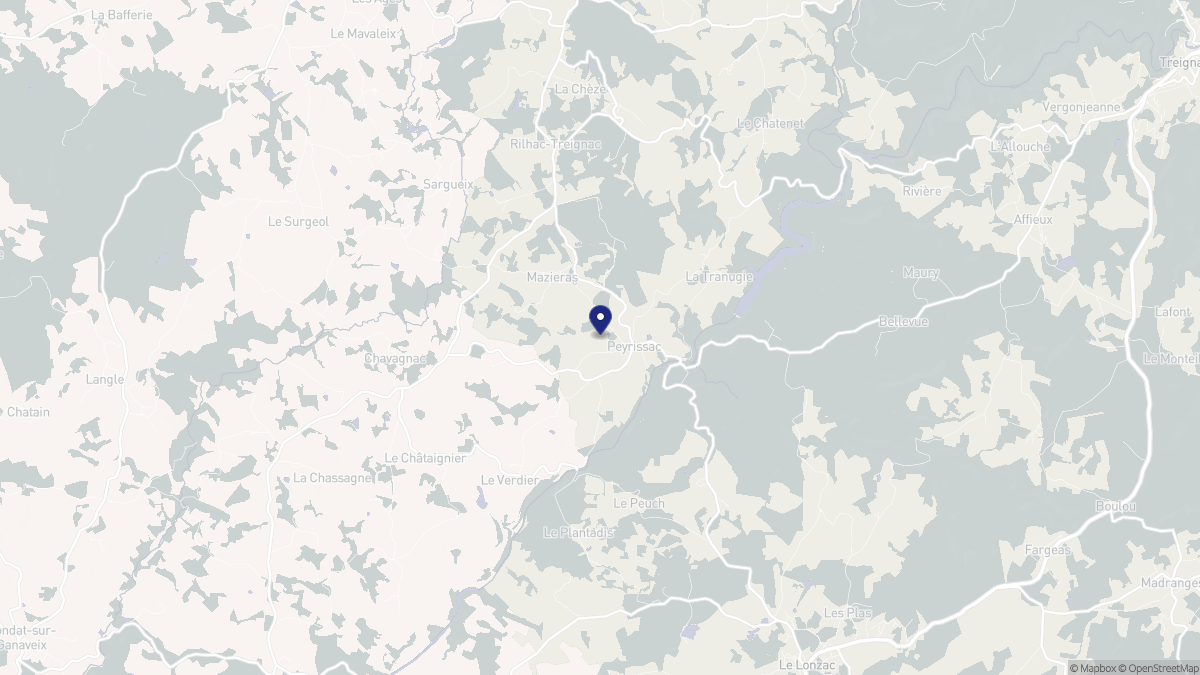 Aperçu cartographique de Peyrissac, centré sur la commune