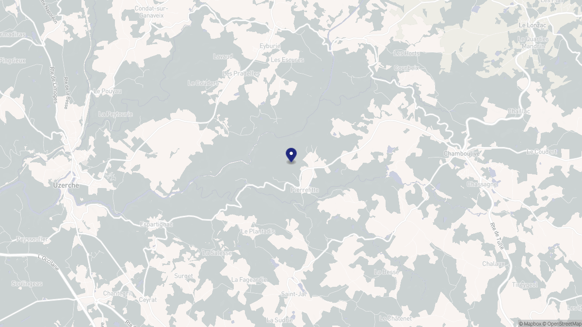 Aperçu cartographique de Pierrefitte, centré sur la commune