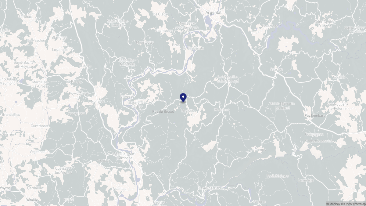 Aperçu cartographique de Reygade, centré sur la commune