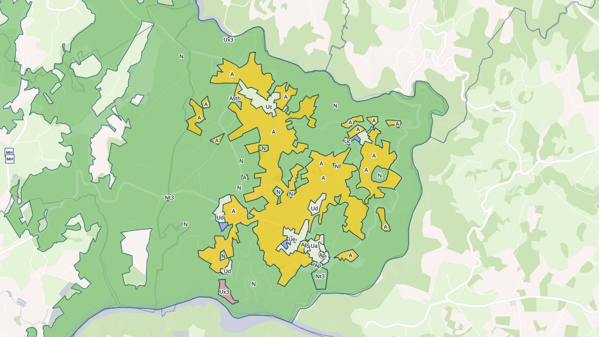 Aperçu cartographique de Roche-le-Peyroux, centré sur la commune