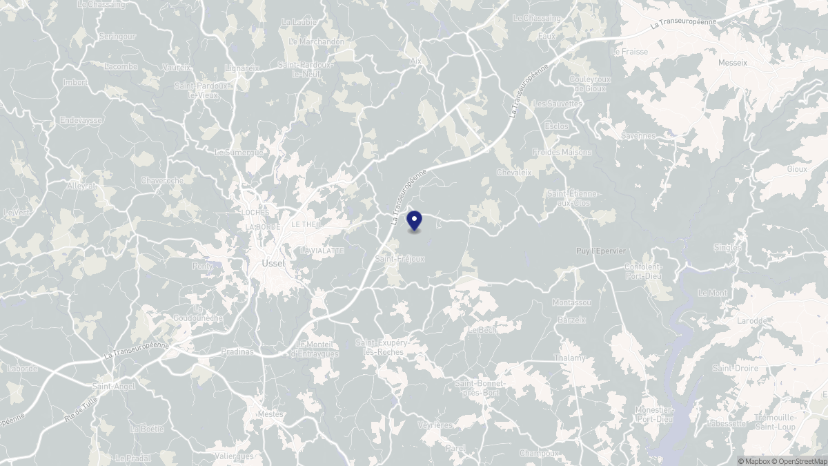 Aperçu cartographique de Saint-Fréjoux, centré sur la commune