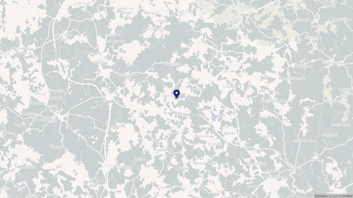 Aperçu cartographique de Saint-Jal, centré sur la commune