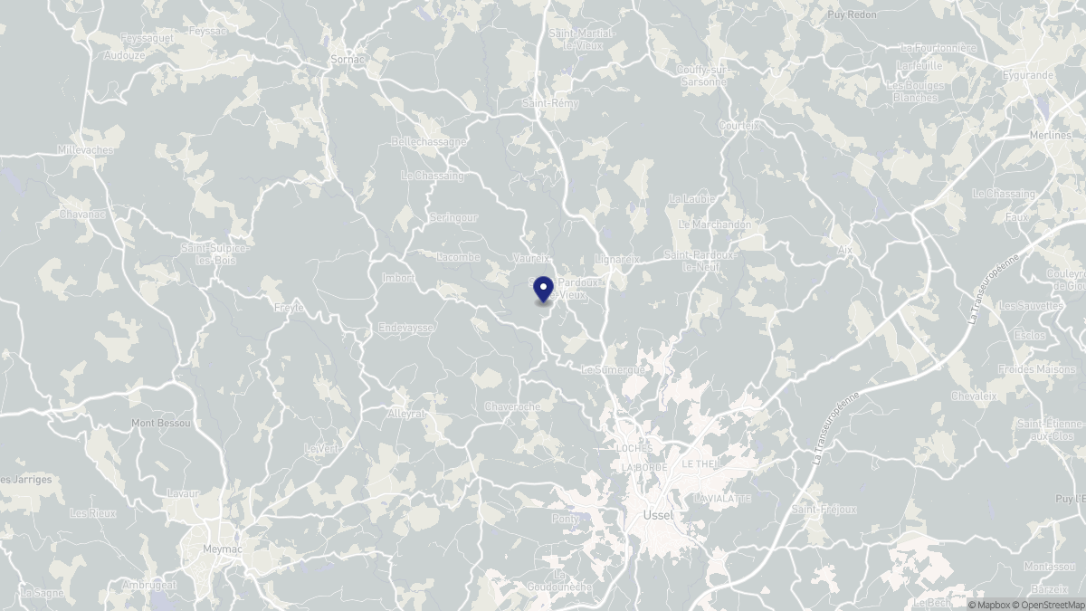 Aperçu cartographique de Saint-Pardoux-le-Vieux, centré sur la commune