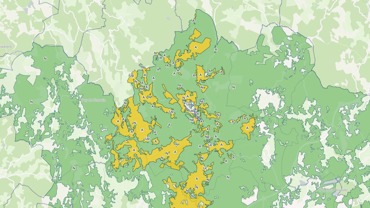 Aperçu cartographique de Saint-Yrieix-le-Déjalat, centré sur la commune