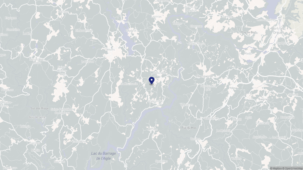 Aperçu cartographique de Sérandon, centré sur la commune