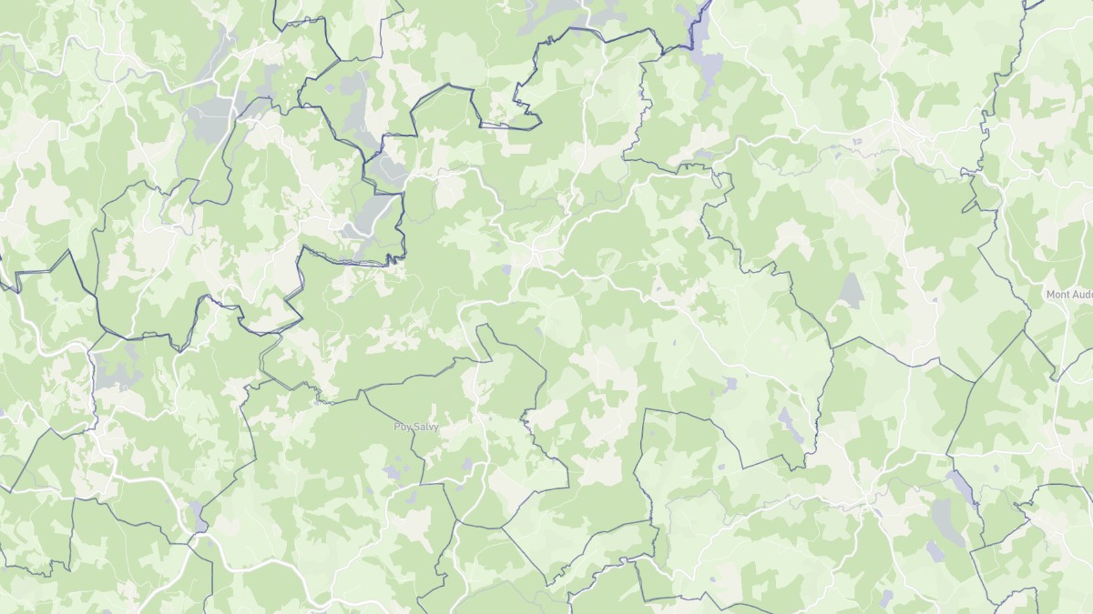 Aperçu cartographique de Tarnac, centré sur la commune