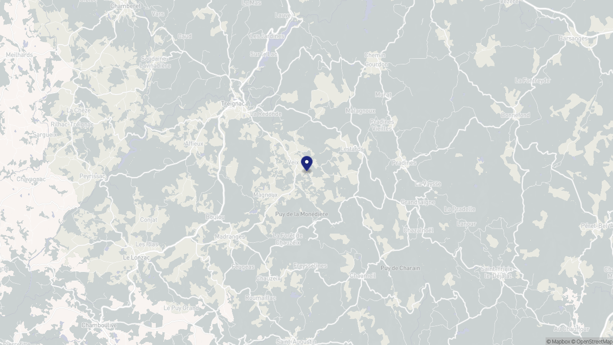 Aperçu cartographique de Veix, centré sur la commune
